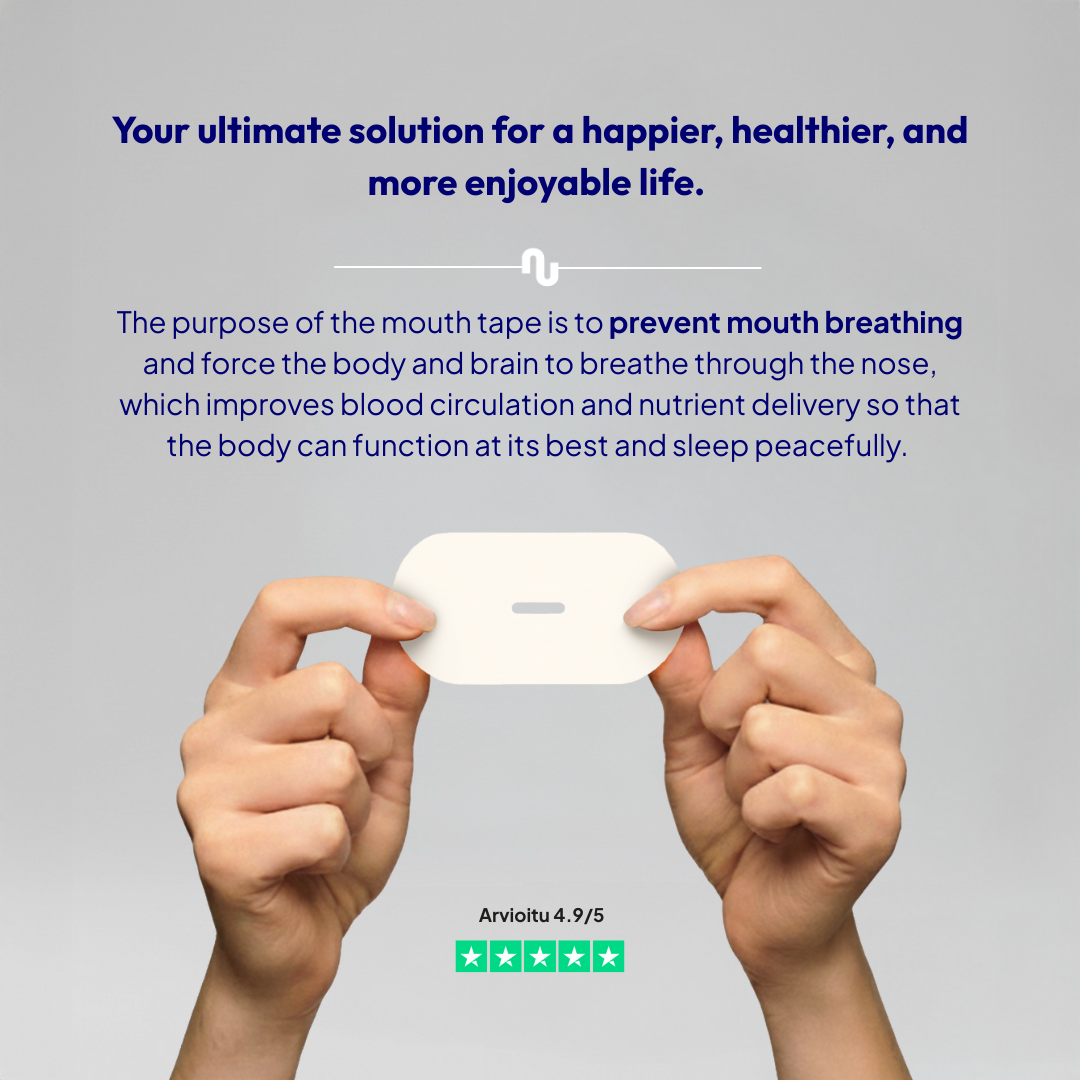 Package of 31 Nuku mouth tapes; off-white mouth tape designed to promote nasal breathing and improve sleep quality.